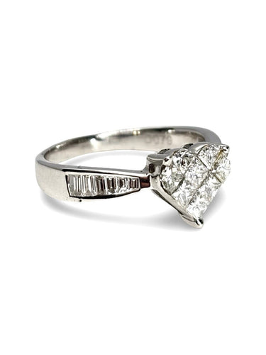 Bague 53 Solitaire cœur - Bague en or blanc 18K et diamants 0,79 ct 58 Facettes 2039