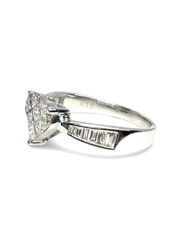 Bague 53 Solitaire cœur - Bague en or blanc 18K et diamants 0,79 ct 58 Facettes 2039