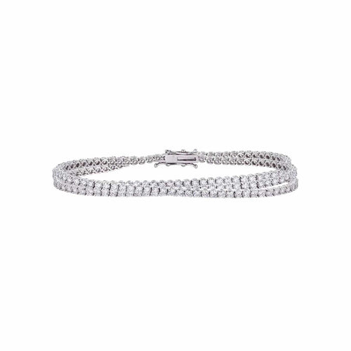 Bracelet Disco - Bracelet tennis triple en or blanc et diamants 58 Facettes GBT1018WG-1