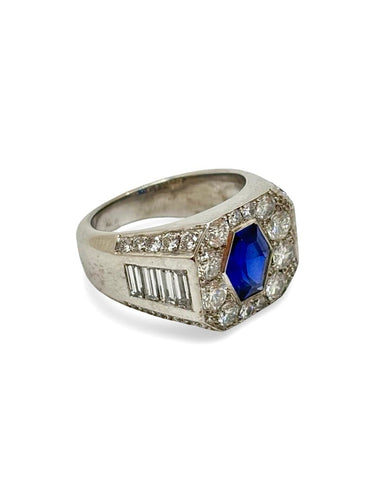 Bague 52 Bague en or blanc 18K, saphir et diamants 58 Facettes 2040