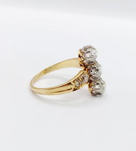 Bague 59 Bague marquise antique en or 18K, platine et diamants 58 Facettes A07526
