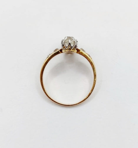 Bague 59 Bague marquise antique en or 18K, platine et diamants 58 Facettes A07526