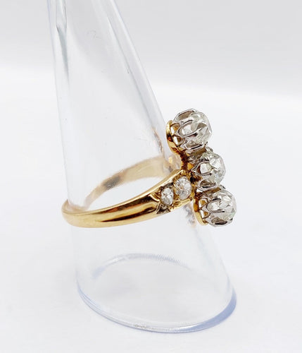 Bague 59 Bague marquise antique en or 18K, platine et diamants 58 Facettes A07526