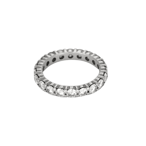 Bague 53 Alliance américaine - Bague en or gris et diamants 58 Facettes B260351