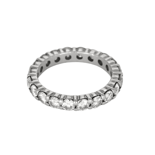 Bague 53 Alliance américaine - Bague en or gris et diamants 58 Facettes B260351