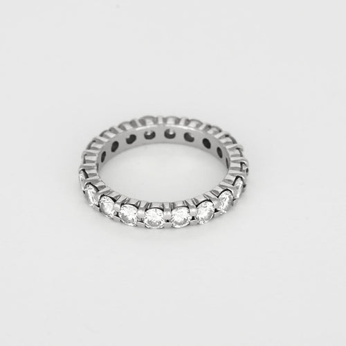 Bague 53 Alliance américaine - Bague en or gris et diamants 58 Facettes B260351