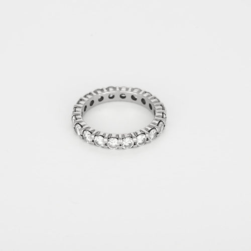 Bague 53 Alliance américaine - Bague en or gris et diamants 58 Facettes B260351