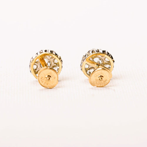 Boucles d'oreilles Boucles d'oreilles puces anciennes marguerites en or jaune, platine et diamants 58 Facettes LMB-340