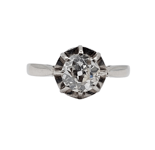 Bague 53 Bague solitaire Art déco en or blanc et platine avec diamant 58 Facettes A07532