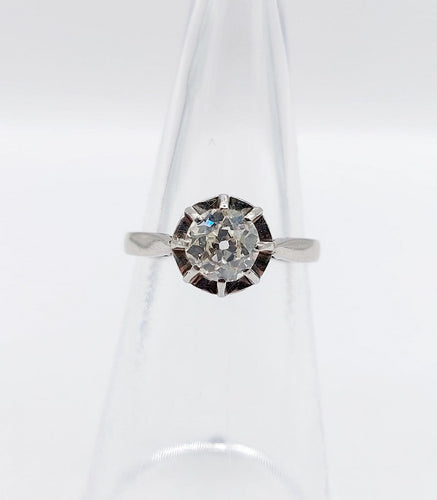 Bague 53 Bague solitaire Art déco en or blanc et platine avec diamant 58 Facettes A07532
