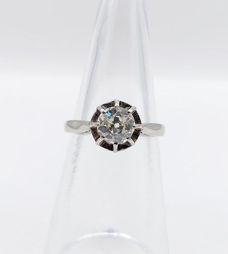 Bague 53 Bague solitaire Art déco en or blanc et platine avec diamant 58 Facettes A07532