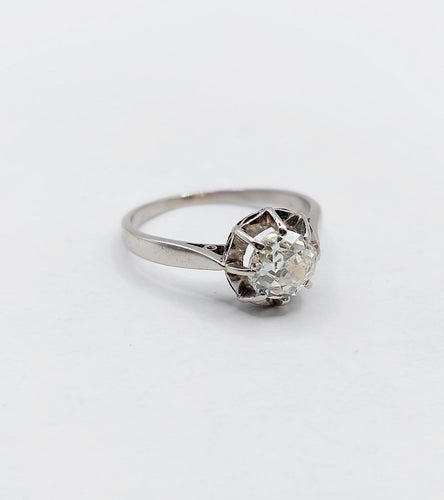 Bague 53 Bague solitaire Art déco en or blanc et platine avec diamant 58 Facettes A07532