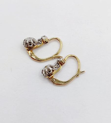 Boucles d'oreilles Dormeuses antiques - Boucles d'oreilles en or 18k, platine et diamants 58 Facettes A07534