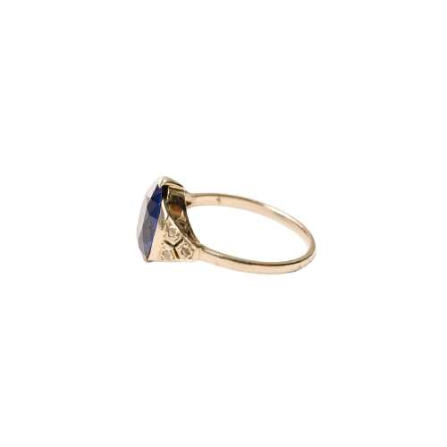 Bague 52 Art Déco - Bague en or blanc, saphir synthétique et diamants 58 Facettes LMB-372