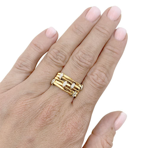 Bague 54 Marco Bicego Marrakech Onde - Bague en ors jaune et blanc diamants 58 Facettes 35760