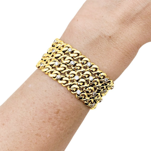 Bracelet Bracelet ruban en or jaune, platine et diamants 58 Facettes 35796