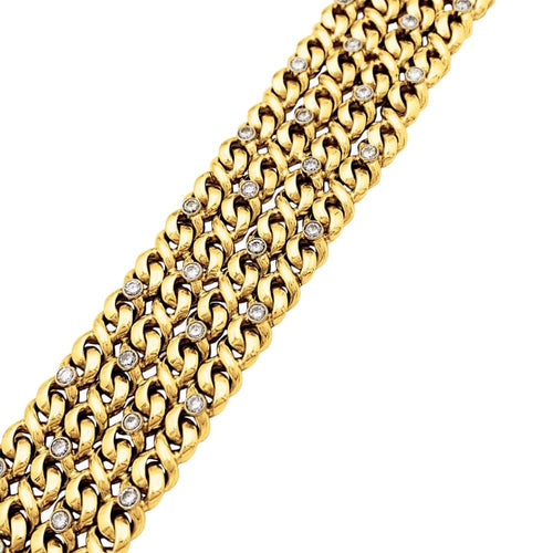 Bracelet Bracelet ruban en or jaune, platine et diamants 58 Facettes 35796