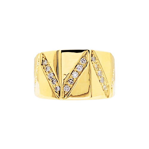 Bague 51 Bague lignes de diamants en or jaune 58 Facettes 35756