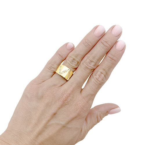 Bague 51 Bague lignes de diamants en or jaune 58 Facettes 35756
