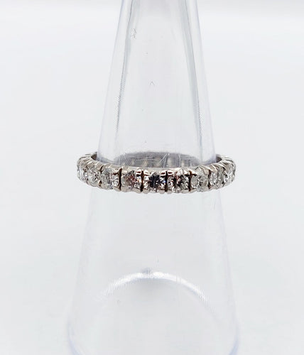 Bague 53 Alliance américaine en or blanc 18k et diamants 1,10 ct 58 Facettes A07301