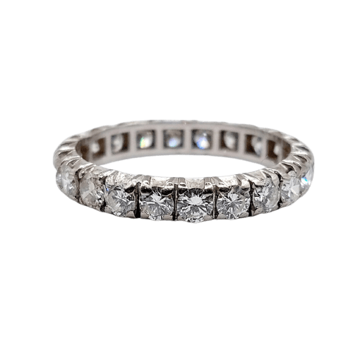 Bague 53 Alliance américaine en or blanc 18k et diamants 1,10 ct 58 Facettes A07301