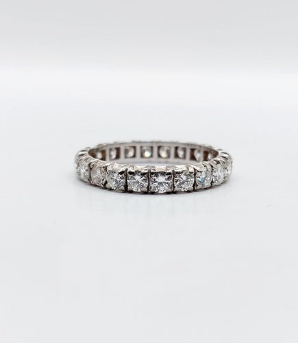 Bague 53 Alliance américaine en or blanc 18k et diamants 1,10 ct 58 Facettes A07301