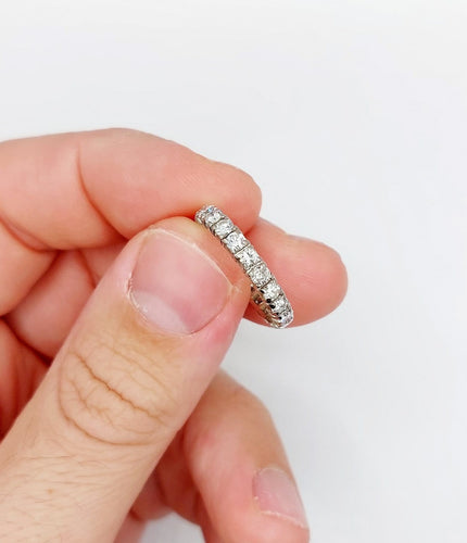 Bague 53 Alliance américaine en or blanc 18k et diamants 1,10 ct 58 Facettes A07301