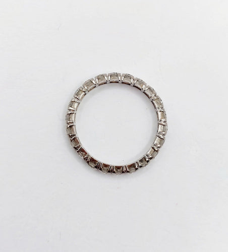Bague 53 Alliance américaine en or blanc 18k et diamants 1,10 ct 58 Facettes A07301