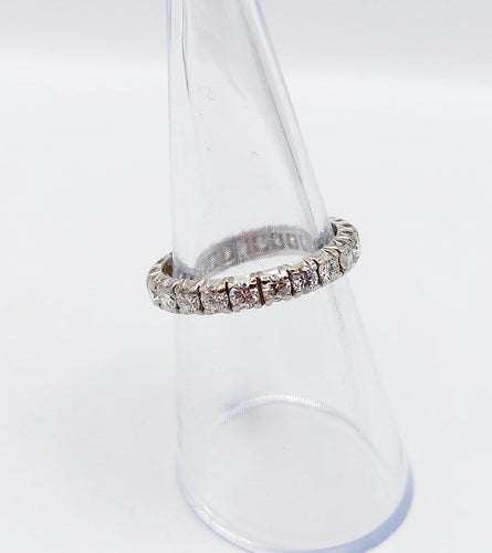 Bague 53 Alliance américaine en or blanc 18k et diamants 1,10 ct 58 Facettes A07301