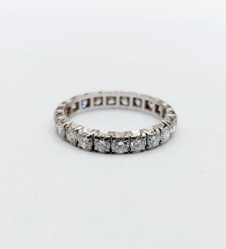 Bague 53 Alliance américaine en or blanc 18k et diamants 1,10 ct 58 Facettes A07301