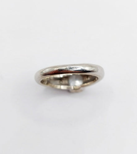 Bague 52 Bague jonc vintage en or blanc et diamant ovale 58 Facettes A07408