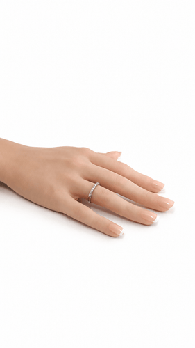 Bague 51 Demi-alliance - Bague en or gris 18K et diamants 58 Facettes LP 1632/UNNB