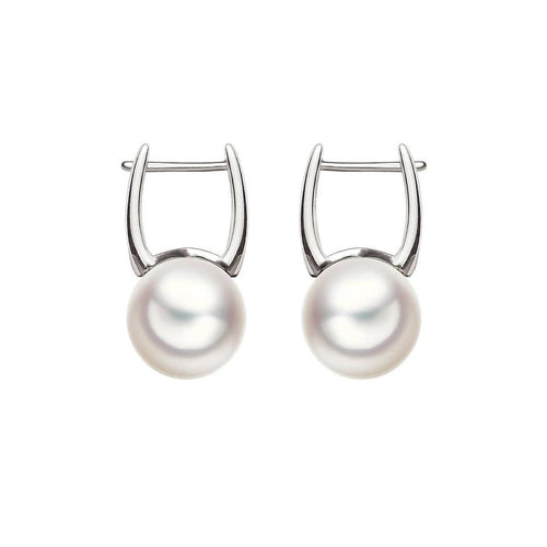 Boucles d'oreilles Underwater - Boucles d'oreilles créoles en or blanc 18K et perles Akoya 58 Facettes GER1320WG