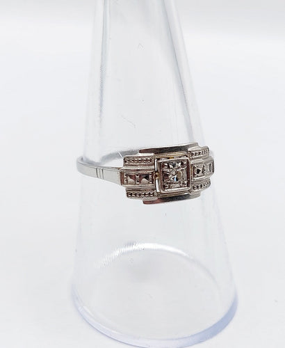 Bague 56 Bague Art déco en or blanc, platine et diamant 58 Facettes A07367