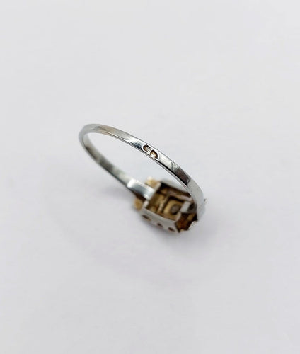 Bague 56 Bague Art déco en or blanc, platine et diamant 58 Facettes A07367