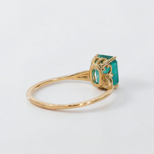Bague 54 Bague en or jaune 14 ct et émeraude naturelle 1,51 ct 58 Facettes R008