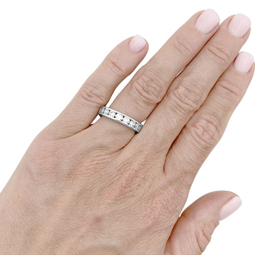 Bague 53 Alliance tour complet en or blanc et diamants 58 Facettes 35627
