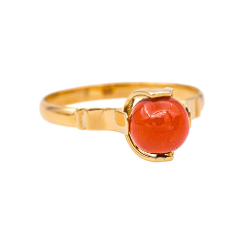 Bague 56 Bague solitaire en or rose et corail 58 Facettes 5458457RV