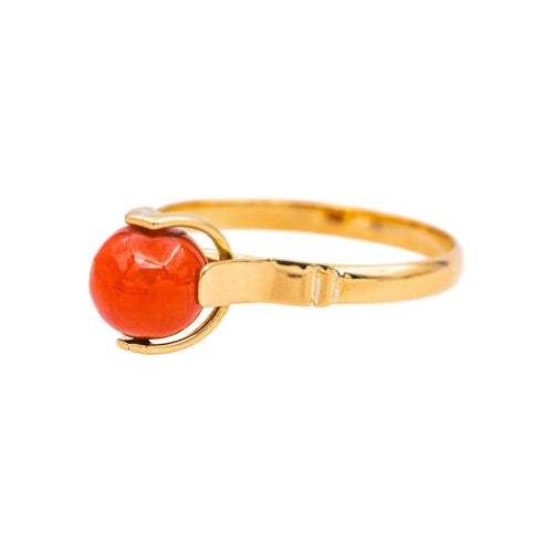 Bague 56 Bague solitaire en or rose et corail 58 Facettes 5458457RV