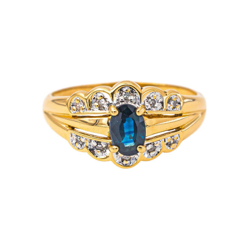Bague 54 Bague en or jaune et blanc avec saphir et diamants 58 Facettes 5741987CN