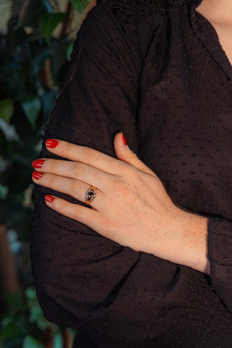 Bague 54 Bague en or jaune et blanc avec saphir et diamants 58 Facettes 5741987CN