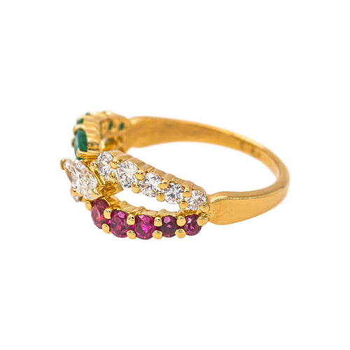 Bague 55 Bague en or jaune, diamants, rubis et émeraudes 58 Facettes 5750785CN