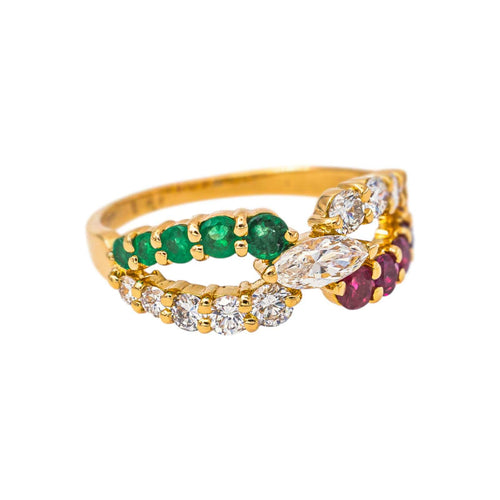 Bague 55 Bague en or jaune, diamants, rubis et émeraudes 58 Facettes 5750785CN
