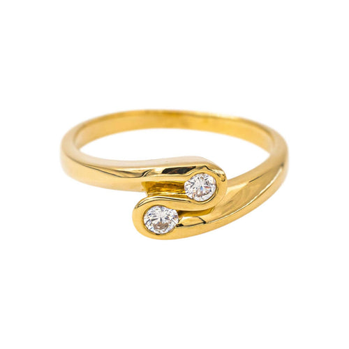 Bague 56 Toi & Moi - Bague en or jaune et diamants 58 Facettes 5659930CN