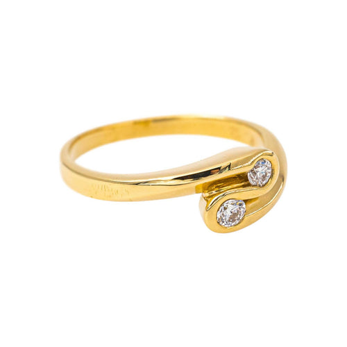 Bague 56 Toi & Moi - Bague en or jaune et diamants 58 Facettes 5659930CN