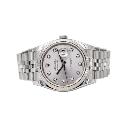Montre Rolex Datejust - Montre en acier, or blanc et diamants 58 Facettes 5676618RV