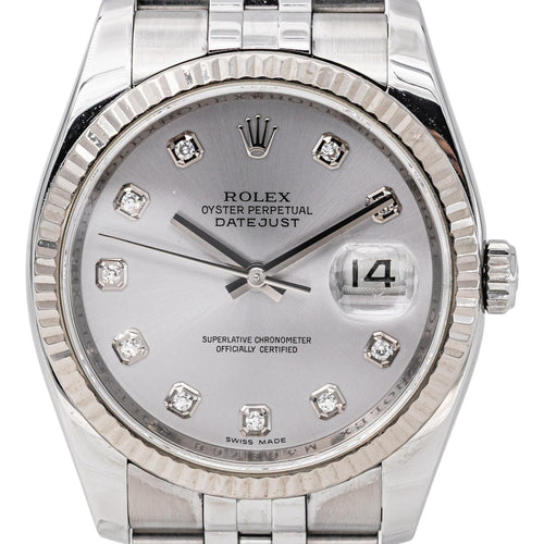 Montre Rolex Datejust - Montre en acier, or blanc et diamants 58 Facettes 5676618RV