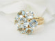 Bague 52 Bague fleur en or jaune et aigues-marines 58 Facettes 33558