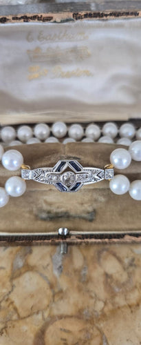 Bracelet Art déco - Bracelet en or 18 ct, platine, saphirs, diamants et perles 58 Facettes 1
