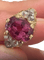 Bague 54 Bague portugaise en or jaune, spinelle de Mogok et diamants 58 Facettes F33